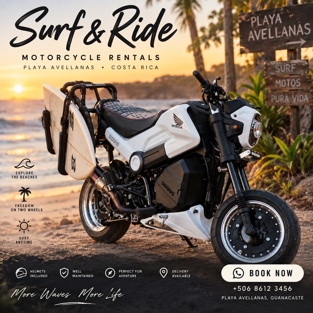 Honda Navi motorcycle rental in Playa Avellanas, Costa Rica